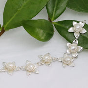 Jasmine Silver Pearl Bouquet Necklace